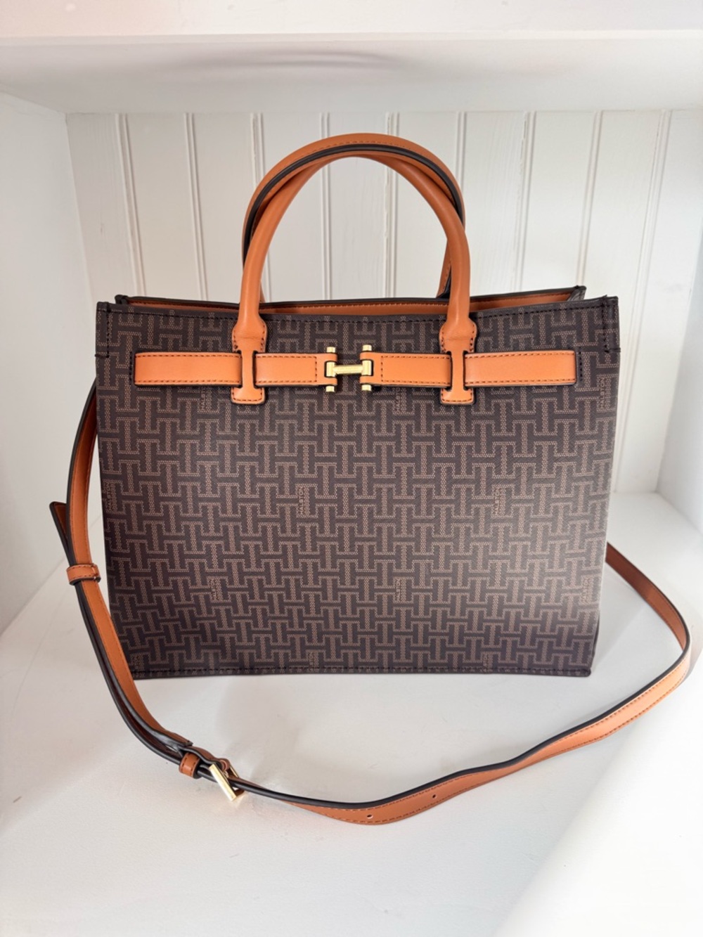 NWOT brown monogram bag